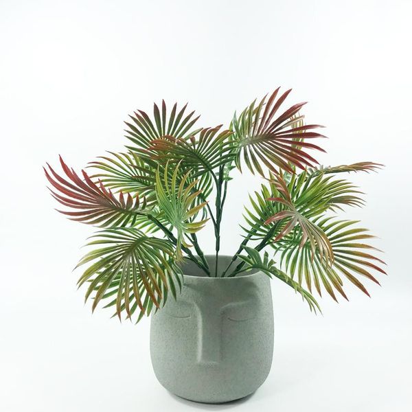 

35cm 5 heads artificial pine needles tropical palm tree branch fake monstera plant green plastic leaf for home office decoration decorative