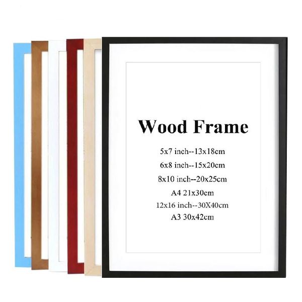 

frames black white wood color picture po frame a4 a3 wooden nature solid simple wall mounting hardware included
