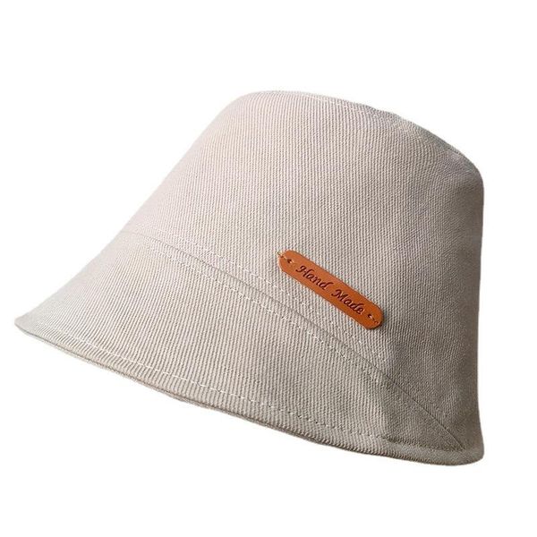 

wide brim hats women leather label sun outdoor bucket for men black white fashion panama caps fishing spring summer cotton fisherman's, Blue;gray
