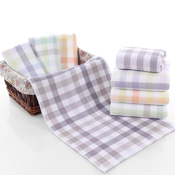 

towel gauze cotton soft water absorption face colorful plaid hand for sport el gifts bathroom towels 34x74cm