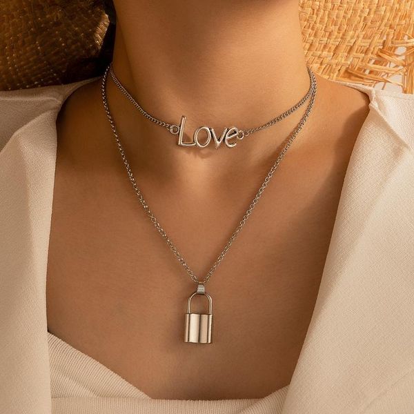 

pendant necklaces gothic style woman fashion pendants and husband love hollow lock mobile beads of friendship jewelry, Silver