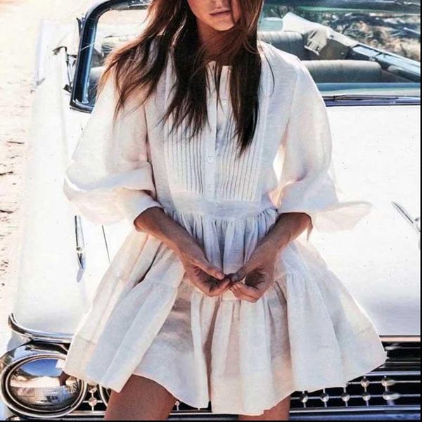 

womens dresses white dress for women puff sleeve mini pleating details vintage plus size summer, Black;gray