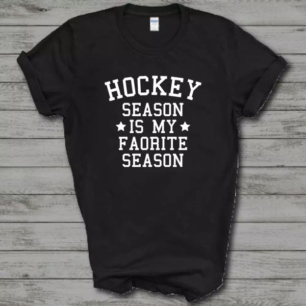 

hockey season is my favorite season funny mens cotton t-shirt, White;black