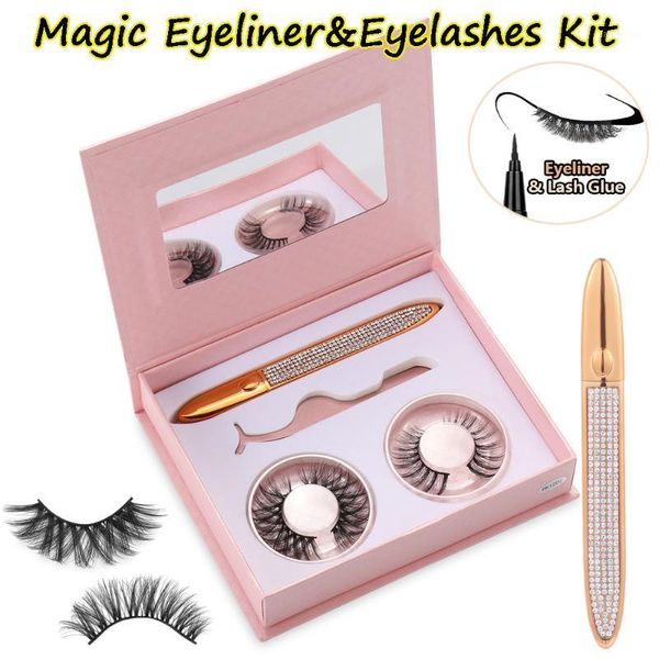 

faux mink false eyelashes with a magic self-adhesive eyeliner pen natural long lashes waterproof fast dry eye makeup tool1