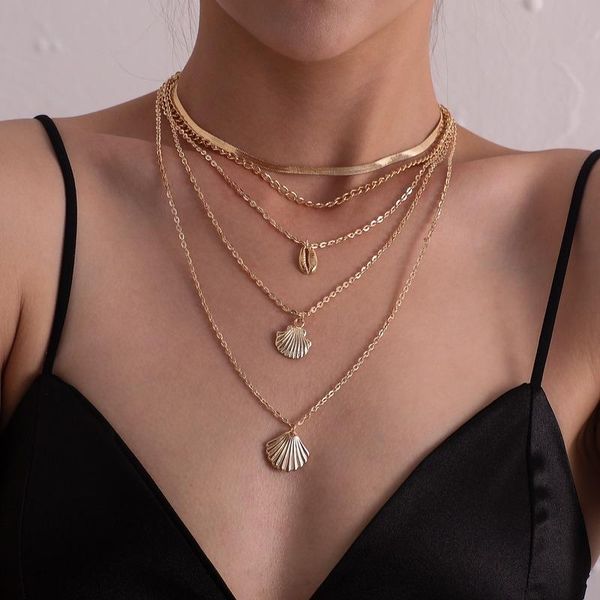 

pendant necklaces 2021 necklace chain shell women snake bone jewelry lovers silver color bohemia trendy girl kpop collares collier
