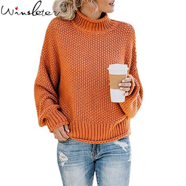 

multi-colors winter turtleneck cotton thick pullovers womens sweater long sleeve casual loose knit sweaters t05013b 210421, White;black