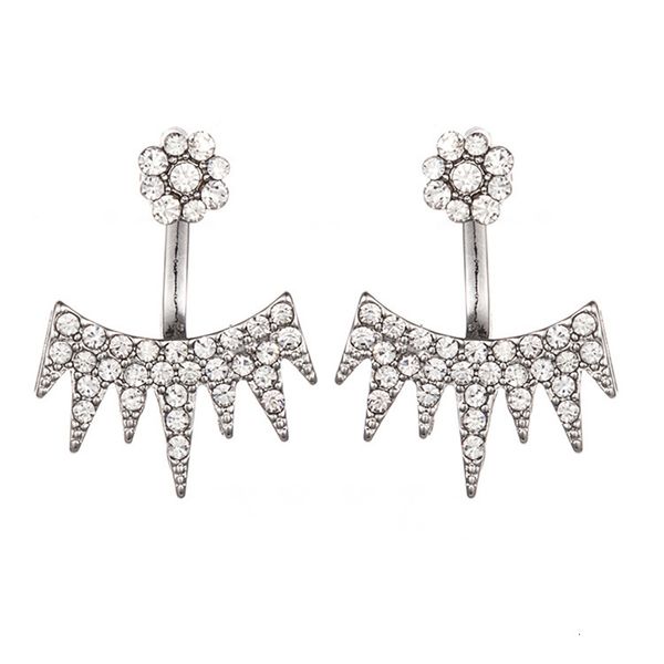 

a1390 new fashion creative plum blossom sharp angle full drilling ear clip women's personalized earrings, Golden