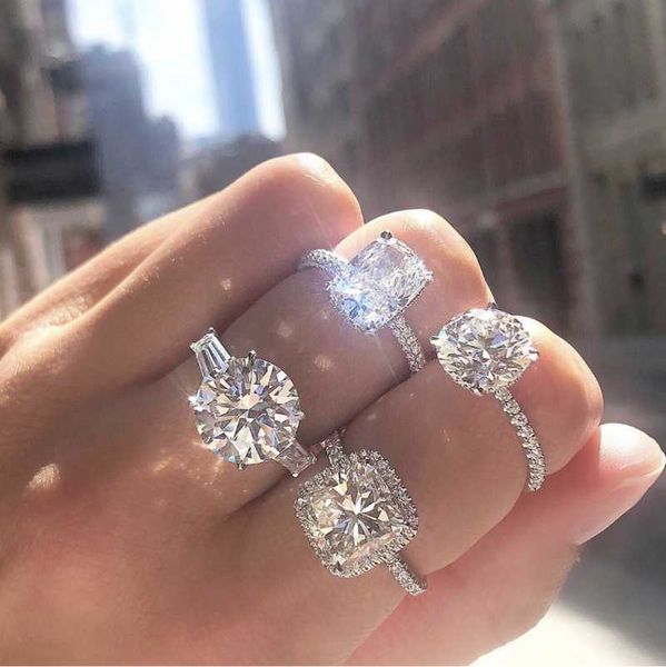 

cluster rings classic 925 sterling silver white z gemstone wedding engagement for women physical shooting fine jewelry wholesale, Golden;silver