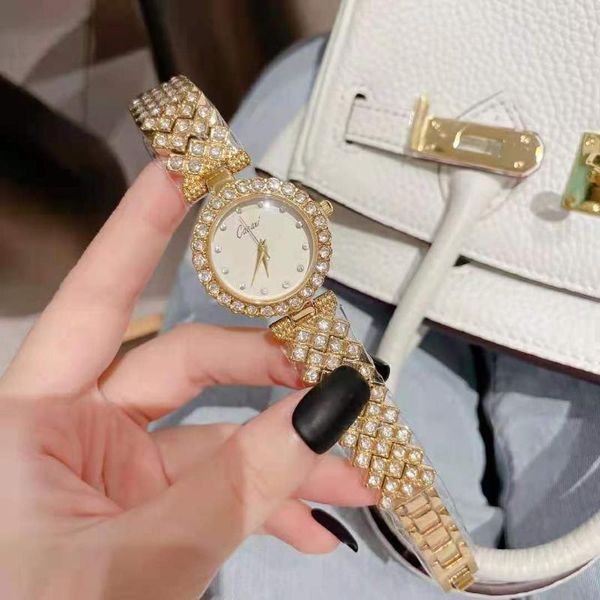

wristwatches diamond women watches quartz fashion luxury crystal watch gold bracelet ladies with rhinestone, Slivery;brown