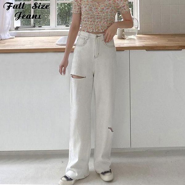 

plus size baggies ripped white jeans 4xl streetwear high waist vintage harajuku loose denim pant cargo trousers e girl aesthetic women', Blue