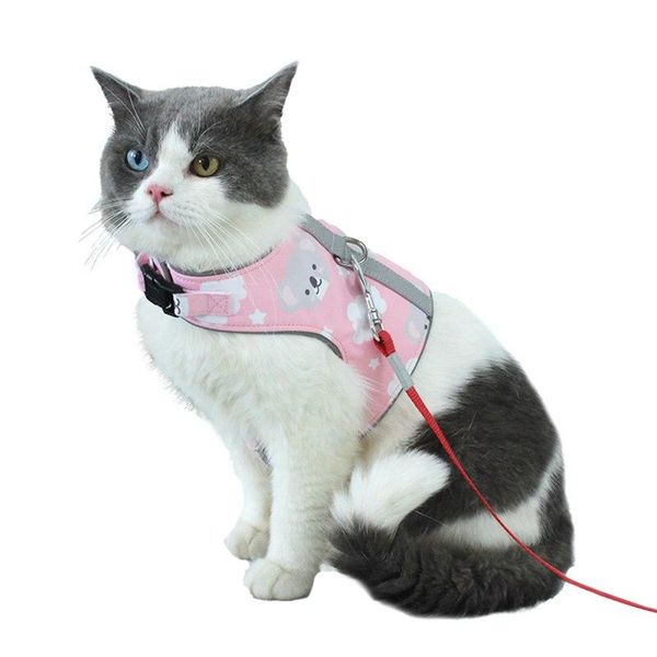 

dog collars & leashes cat adjustable harness vest soft pet chest strap walking lead leash for small big dogs running training belt french