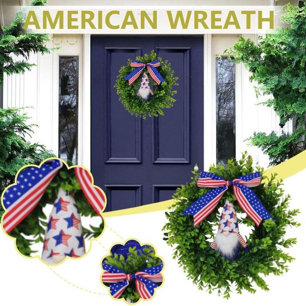 

decorative flowers & wreaths usa independence day wreath patriotic simulation garland decoration door hanging accessories #4