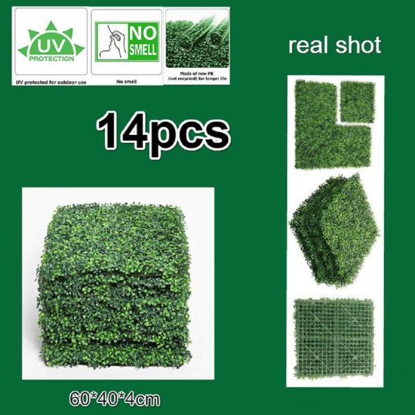 

decorative flowers & wreaths 14pcs 40*60cmoutdoor artificial hedge privacy fence grass mat vertical garden plants balcony decoration