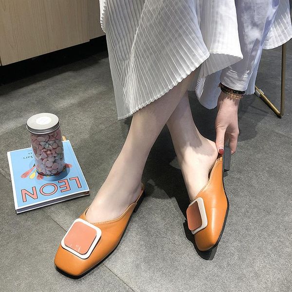

slippers outside low flat with women closed toe spring autumm mixed colors slides leisure sweet shoes, Black