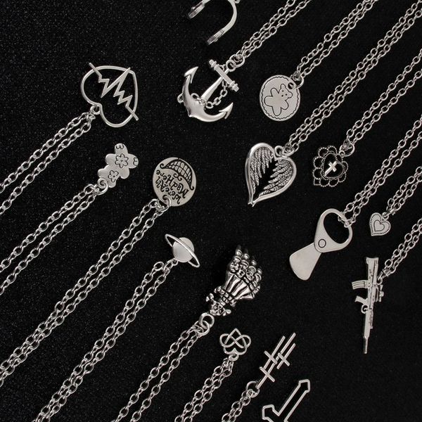 

ewelry & Accessories Punk Hip Hop Earphone Pendant Necklace Religious Cross Wings Lovely Bear Skeleton Hands Short Long Chain Women Unise...