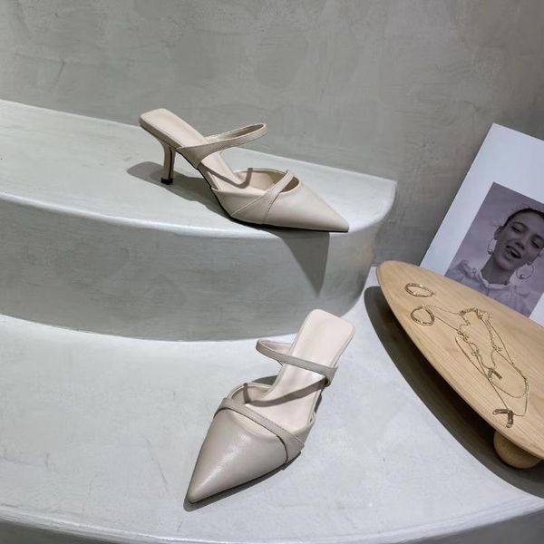 

pointed toe women sandals slippers thin high heels pumps solid color shallow fashion ladies summer dress shoes woman size 35-39, Black