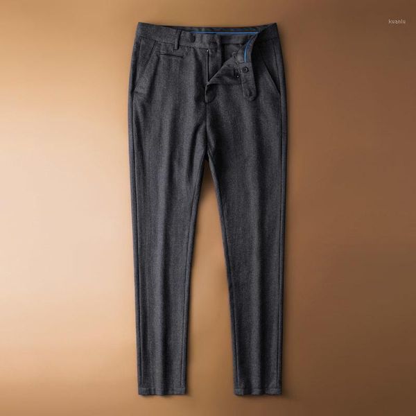 

men's pants wool spring slim fit casual bottomwear, Black