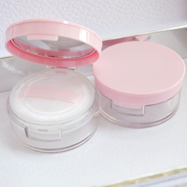 

10pcs empty loose powder jar with sifter mirror cosmetic plastic compact makeup case travel sample subpackage box storage bottles & jars