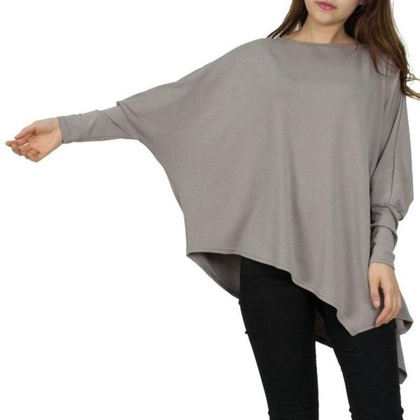 

women's sweaters lanmrem 2021 spring slash collar batwing sleeves pullover loose elastic asymmetrical size tee wk12202, White;black