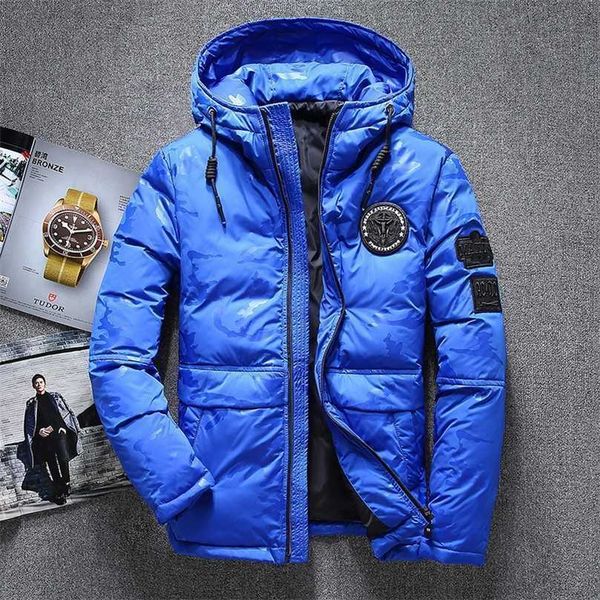 

winter parkas jacket men white duck down windbreaker waterproof hooded thicken warm jackets overcoat 210929, Black