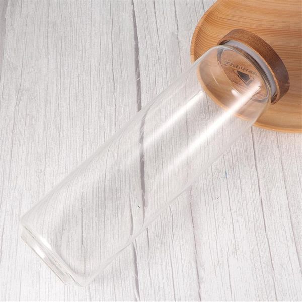 

storage bottles & jars 1700ml wooden lid candy jar high borosilicate transparent glass tank portable food grain container (9x30.5cm)