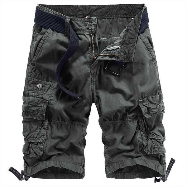 Marke Cargo Shorts Männer Multi Taschen Strand Military Stil Casual Kampf Kleidung Einfarbig Baumwolle Armee Hosen 08 210714