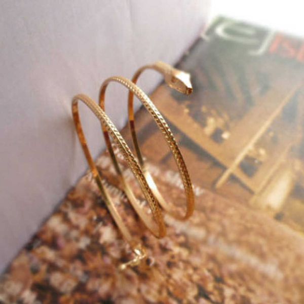

vintage bohemian armband punk tibet color imitated snake shape fashion open bangle cuff bracelets men women unique jewelry q0719, Black