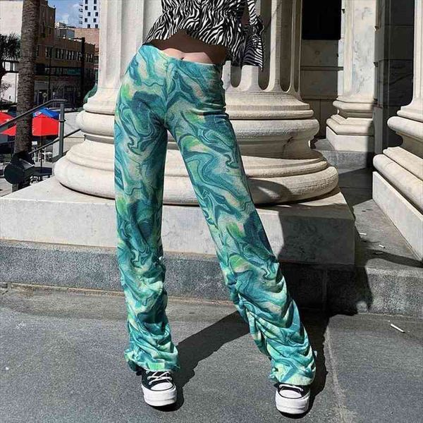 

stacked wide leg pants high waist pants women trousers green tie dye y2k outfits sweat printed vintage high streetwear, Black;white