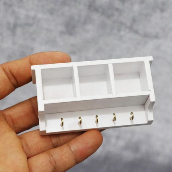 

1/12 mini dollhouse wooden storage rack with hook kitchen furniture accessory party favor