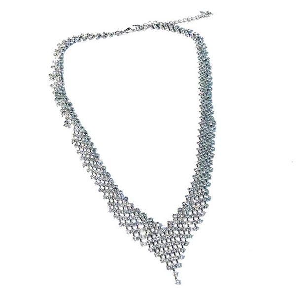 

chains fashion luxury shining all rhinestone tassel chain necklace women's jewelry crystal accessories gift, Silver