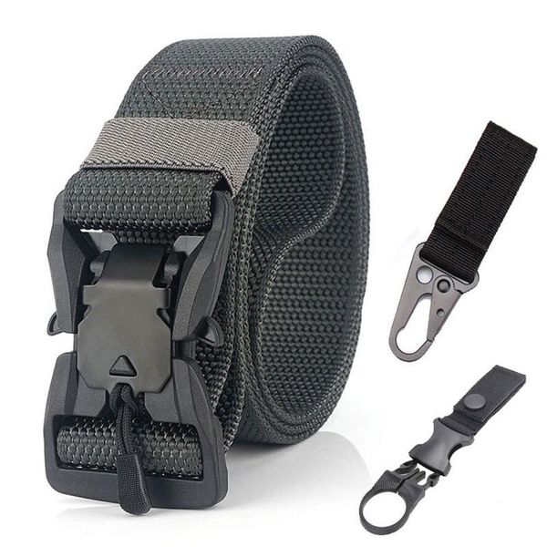 

belts military tactical men's jeans belt nylon magnetic buckle quick disassembly outdoor hunting training accessories, Black;brown