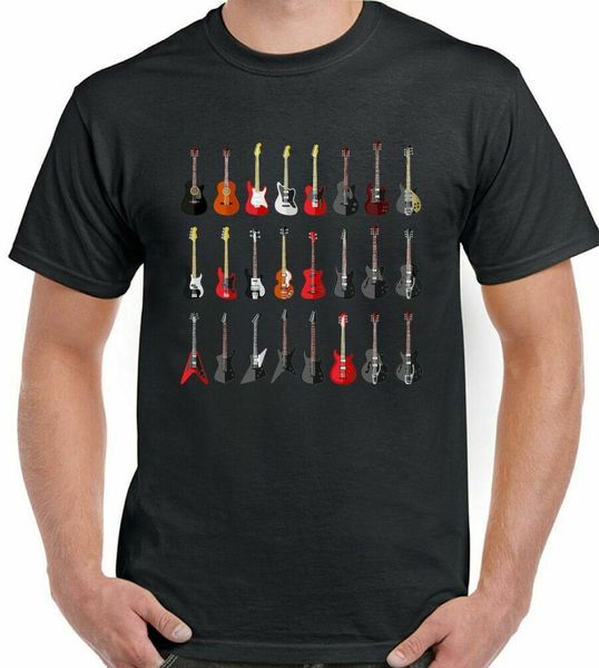 

guitar tshirt men collection electric acoustic music bass player band, White;black