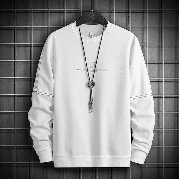 

long sleeve sweatshirts men 2021 fashion 6 color hoodie mens casual o-neck patchwork sweatshirt for young men's hoodies &, Black