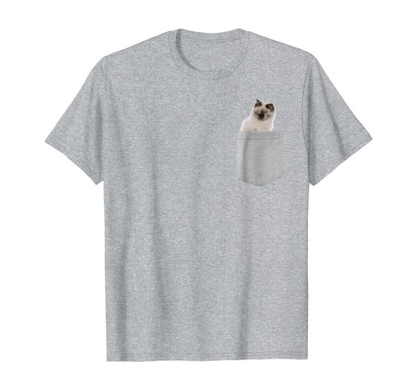 

ragdoll cat in your pocket shirt, White;black