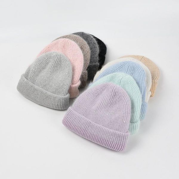 

beanies selling hats for women autumn winter solid color thicken warm knitted female cover head cap fashion beanie