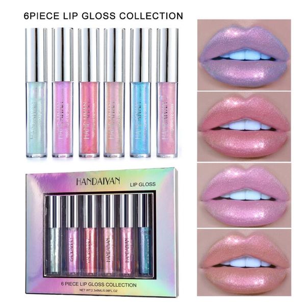 

lip gloss 3ml*6pcs polarized colour 6 colour, glaze set, chameleon pearl glitter kit