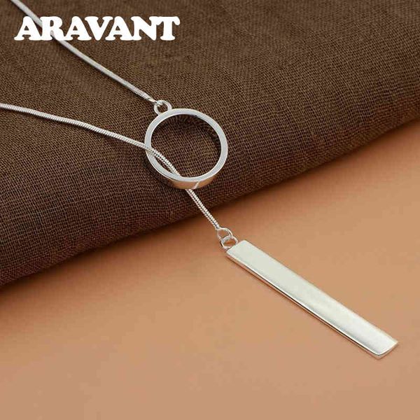 

necklaces pendants silver 925 long circle bar necklace chains for women valentine's gift fashion jewelry