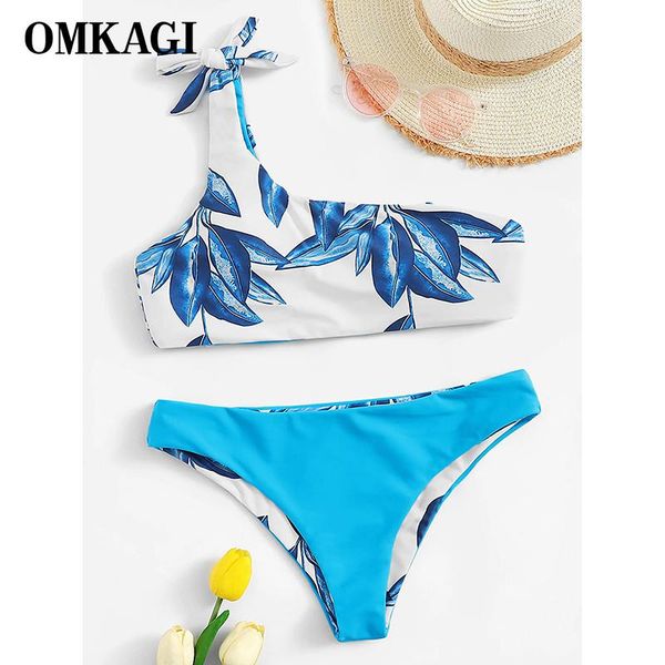 

women's swimwear omkagi bikini 2021 push up swimsuit women print padded detachable shoulder strap bathing female, White;black