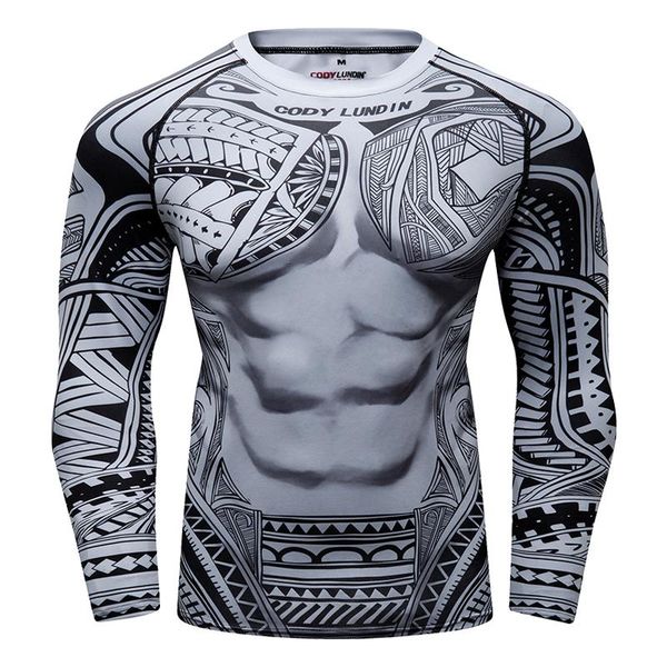 

men's t-shirts 3d cartoons print fitness rash guard 2021 breathable gym long sleeves tight sports t shirts, White;black