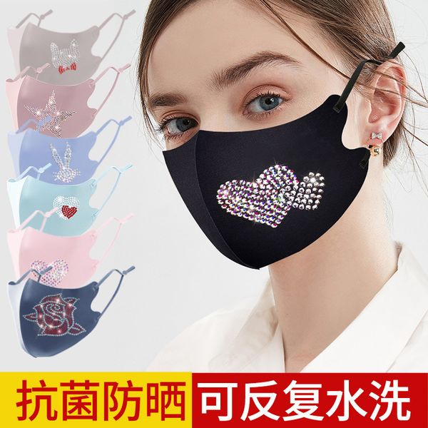 

mask drill ice silk fashionable colorful water drill fashionable dustproof breathable sunscreen flash drill