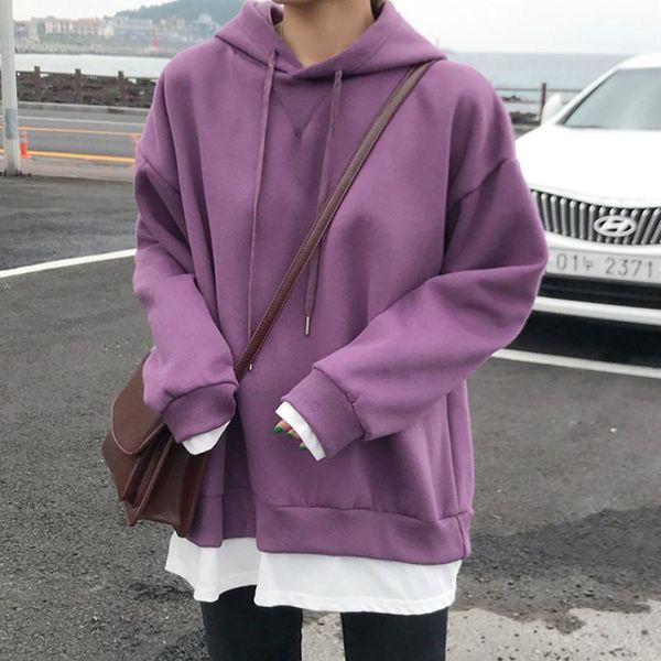 

women's hoodies & sweatshirts spring autumn 2 in 1 women zipper long sleeve loose candy hooded sweatshirt korean style crop girl 20, Black