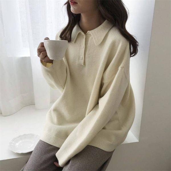 

autumn winter women knitted sweaters streetwear long sleeve korean sweater fashion vintage casual oversized pullover 210519, White;black