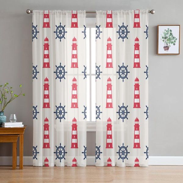 

curtain & drapes anchor lighthouse retro tulle curtains for living room bedroom modern kitchen sheer voile