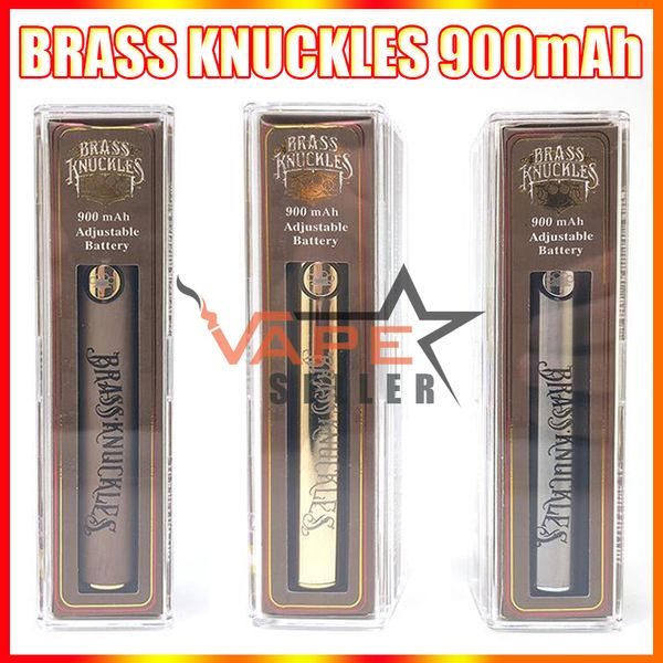 E-Zigarette Brass Knuckles Batterie 900 mAh Gold Holz Silber Wiederaufladbare VV Vorheizbatterien Vape Pen für 510-Gewinde-Patronen