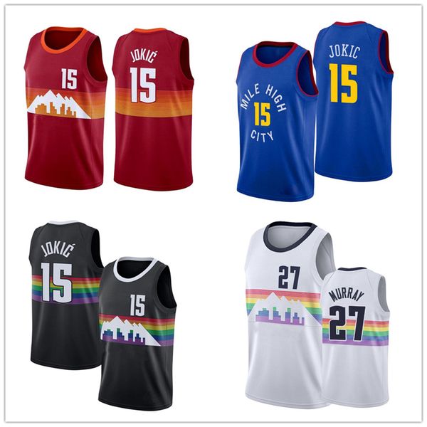 

men 2021 basketball jersey15 nikola jokic27 jamal murray jerseys, Black;red
