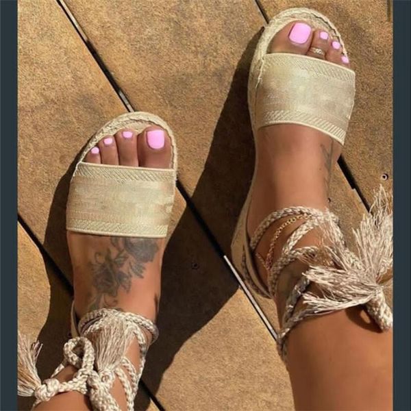 

spring summer gladiator sandals open toe lace up flats shoes women, Black