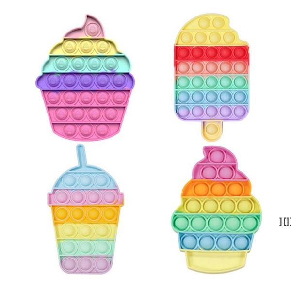 

deskfun push bubble silicone toys ice cream cupcakes shaped children stress reliever fidget squeeze board gift dwb7143