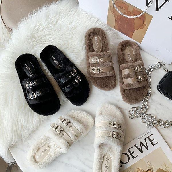 

winter women's cozy fur memory foam slippers non-slip house shoes indoor outdoor bedroom lovely fashion comfort skin-friendly1, Black