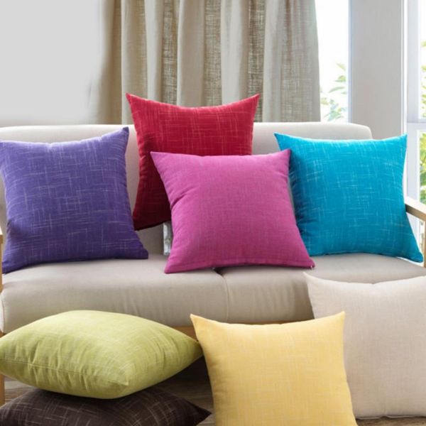 

cushion/decorative pillow cotton linen cases sofa waist throw cushion solid cover home decor