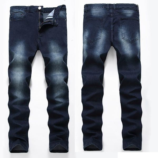 

men's jeans trousers brand straight-leg classic retro plus size 28-42, Blue
